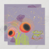 Invitation Grunge Orange poppies, Ajouter votre arrière - pla (Devant / Derrière)