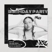 Invitation Grunge photos d'art noir et blanc (Devant / Derrière)