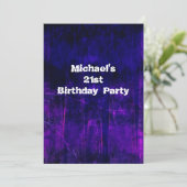 Invitation Grunge Purple Bleu Abstrait 21e Anniversaire Moyen (Debout devant)