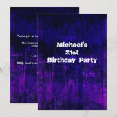 Invitation Grunge Purple Bleu Abstrait 21e Anniversaire Moyen (Devant / Derrière)