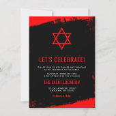 Invitation Grunge Red Black Bar Mitzvah Réception (Devant)