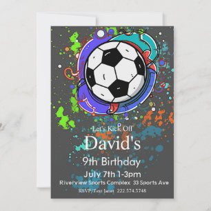 Invitation Grunge Soccer Anniversaire, Football, Football