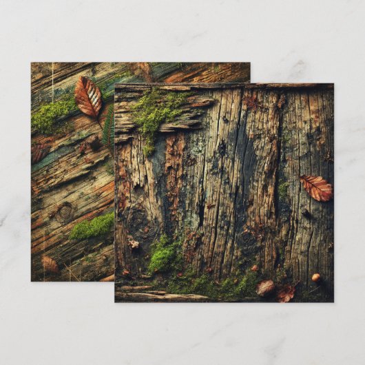 Invitation Grungy Autumnal Mossy Wood Scrapbook (Devant / Derrière)