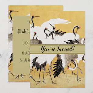 Invitation Grupe de grues japonais Vintage Oiseau Riche Class