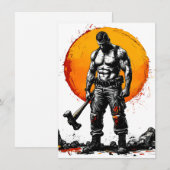 Invitation guerrier barbare médiéval imaginaire hummer force (Devant / Derrière)