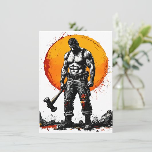 Invitation guerrier barbare médiéval imaginaire hummer force (Debout devant)