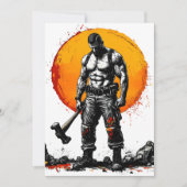 Invitation guerrier barbare médiéval imaginaire hummer force (Devant)