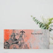 Invitation GUERRIÈRES GOTHIQUES, noir, blanc et rouge (Debout devant)