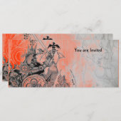 Invitation GUERRIÈRES GOTHIQUES, noir, blanc et rouge (Devant / Derrière)