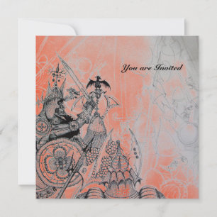 Invitation GUERRIERS GOTHIQUES, noir et blanc, papier glace r
