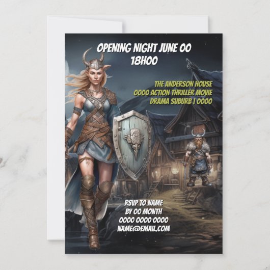 Invitation Guerriers norse à thème viking hommes médiévaux fe (Dos)