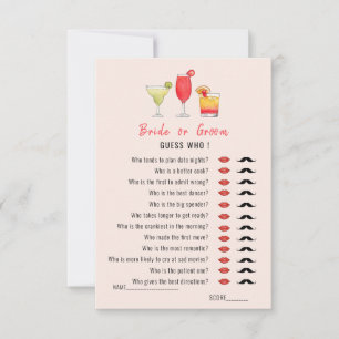 Invitation Guess Who Cocktail boissons jeu de douche