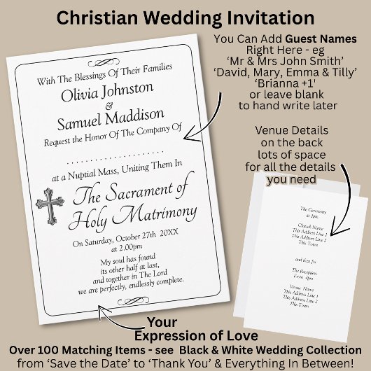Invitation Guest Names, Black & White with Infinity Scroll