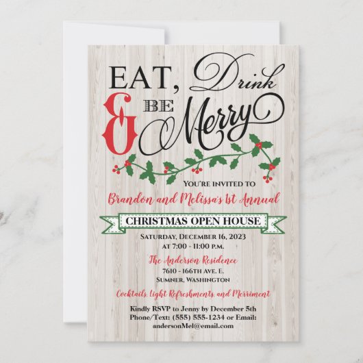 Invitation Gui, Baies, Manger, Boire, et Faire la Fête (Devant)