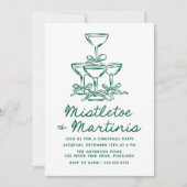 Invitation Gui de gui élégant et Noël vert martini (Devant)