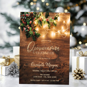 Invitation Gui de rustic,Guirlandes lumineuses, Bois Quincea