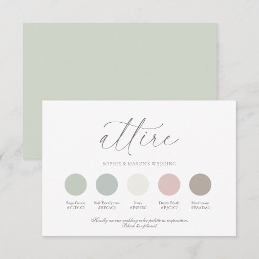 Invitation Guide de palette de couleurs de mariage (Devant / Derrière)