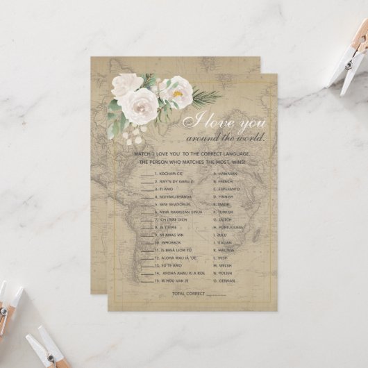 Invitation Guidez la Fête des mariées à thème Langue de voyag (Devant/Arrière en situation)