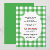 Invitation Guingan vert - invitation-COUTUME de partie de BBQ (Devant / Derrière)