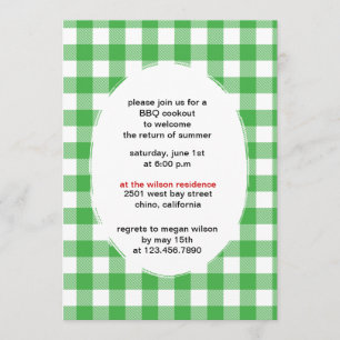 Invitation Guingan vert - invitation-COUTUME de partie de BBQ