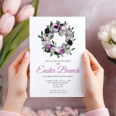 Invitation Guirlande botanique violette moderne Brunch de Pâq