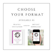 Invitation Guirlande botanique violette moderne Brunch de Pâq