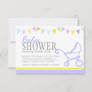 Invitation Guirlande de baby shower pour landeau poussette vi