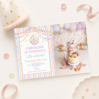 Invitation Guirlande de disco fantaisiste pastel pour photo d
