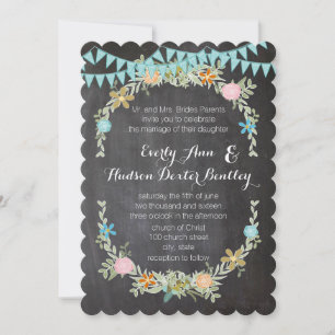 Invitation Guirlande de fanions de bunting de craie verte pou