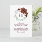 Invitation Guirlande de fleurs de Bourgogne - mariage élégant (Debout devant)