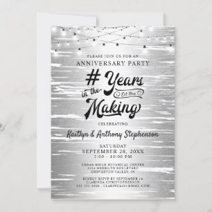 Invitation Guirlande de lumières argentées noires pour annive