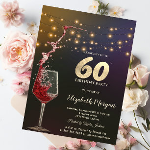 Invitation Guirlande de lumières au vin rouge Fête d'annivers