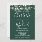 Invitation Guirlande de lumières de mariage Code QR Vert Emer (Devant)