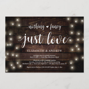 Invitation Guirlande de lumières Ferme, bois, Mariage Fuite P