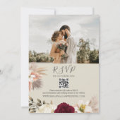 Invitation Guirlande de lumières orange Code QR de mariage fl (Dos)