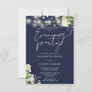 Invitation Guirlande de lumières vertes mariage bleu nuit soi