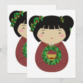 Invitation Guirlande de Noël de Kokeshi (Devant / Derrière)