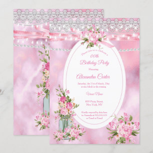 Invitation Guirlande de perles avec jarres de maçon jolies Fl