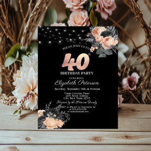 Invitation Guirlande de roses oranges pour 40e anniversaire n