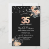 Invitation Guirlande de roses oranges sur fil Noir 35e Annive (Devant)