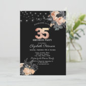 Invitation Guirlande de roses oranges sur fil Noir 35e Annive (Debout devant)