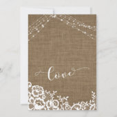 Invitation Guirlande de toile de jute et de dentelle pour cél (Dos)
