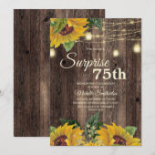 Invitation Guirlande de tournesols rustique pour une surprise (Devant / Derrière)