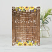 Invitation Guirlande de tournesols rustiques pour fête d'anni (Debout devant)