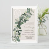 Invitation Guirlande de verdure élégante Fougères et baies (Debout devant)