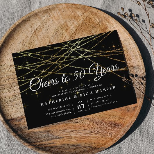 Invitation Guirlande dorée | Fête d'anniversaire de mariage d