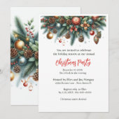 Invitation Guirlande festive de Noël Fête de vacances   (Devant / Derrière)