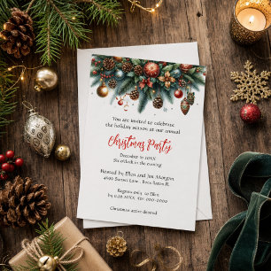 Invitation Guirlande festive de Noël pour fête de vacances  