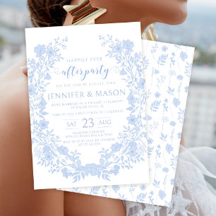 Invitation Guirlande florale bleu poussiéreux jamais après ma