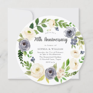 Invitation Guirlande florale de la Marine Blanche 70e anniver